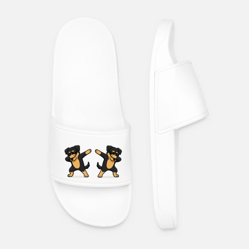 Dog Comic Dabbing 2 - Men’s Pool Sliders - white