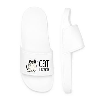 Cat Library – Buchliebhaber & Katzenmensch Design - Männer Badelatschen - Weiß - Vorne