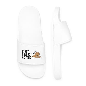D'abord j'ai besoin d'un café humour - Claquettes Homme - blanc - Devant