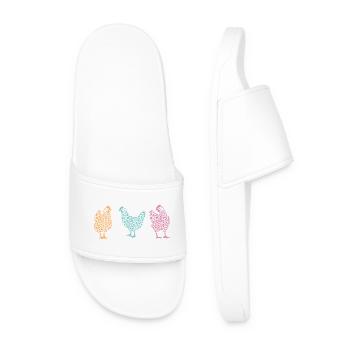 Chicken with heart - Men’s Pool Sliders - white - Front