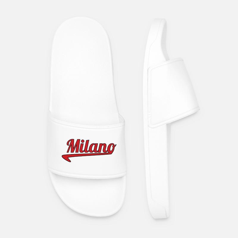 Milano Script Emblem Swoosh - Men’s Pool Sliders - white