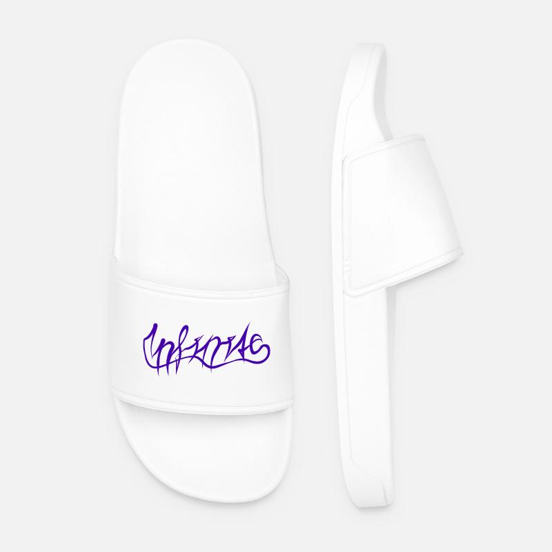 Purple Graffiti Lettering Pattern - Men’s Pool Sliders - white