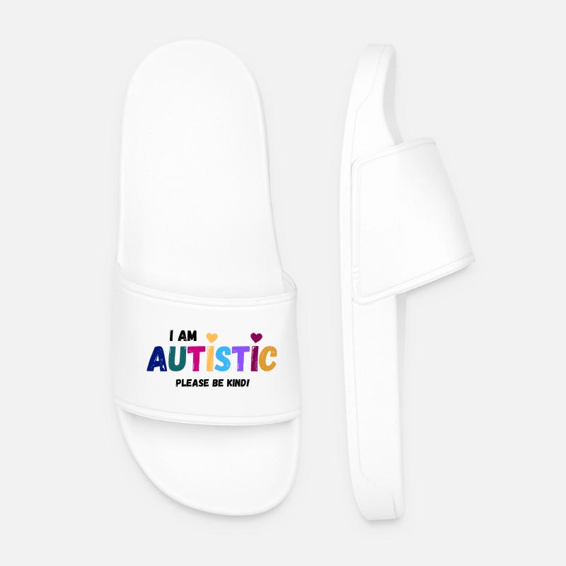 I am autistic - be kind - Männer Badelatschen - Weiß