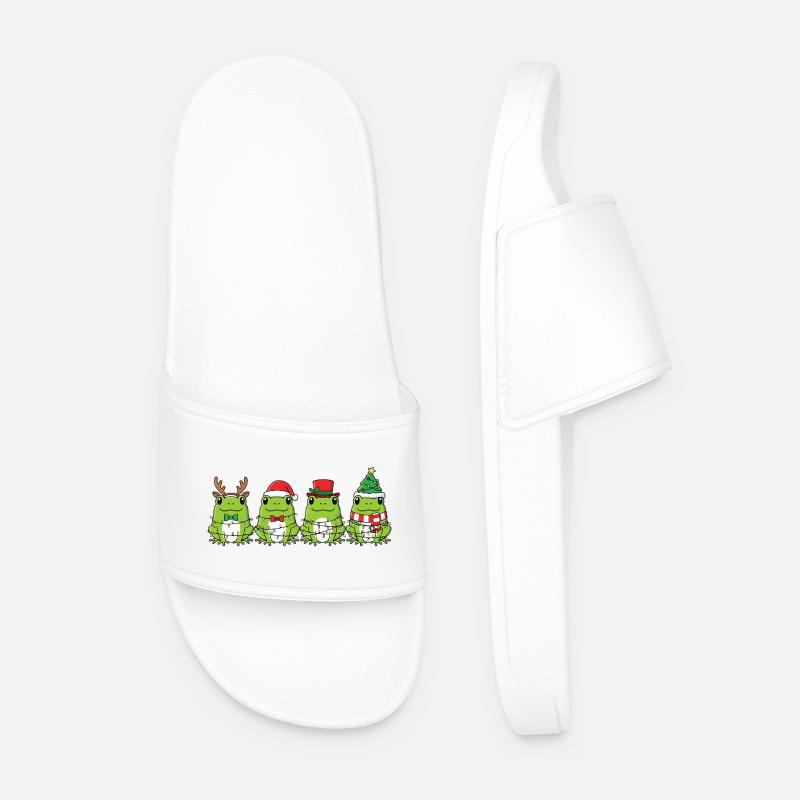 Frosch Weihnachtsmann Weihnachtsbeleuchtung - Männer Badelatschen - Weiß