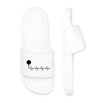 Golf Golfer Golf Ball ECG Heartbeat Heart Rate - Men’s Pool Sliders - white - Front