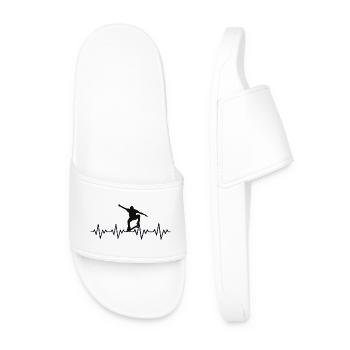Skateboarder ECG Heartbeat - Men’s Pool Sliders - white - Front