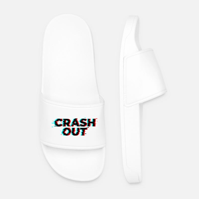 Crash Out – Glitch-Stil Schwarz Rot Cyan - Männer Badelatschen - Weiß