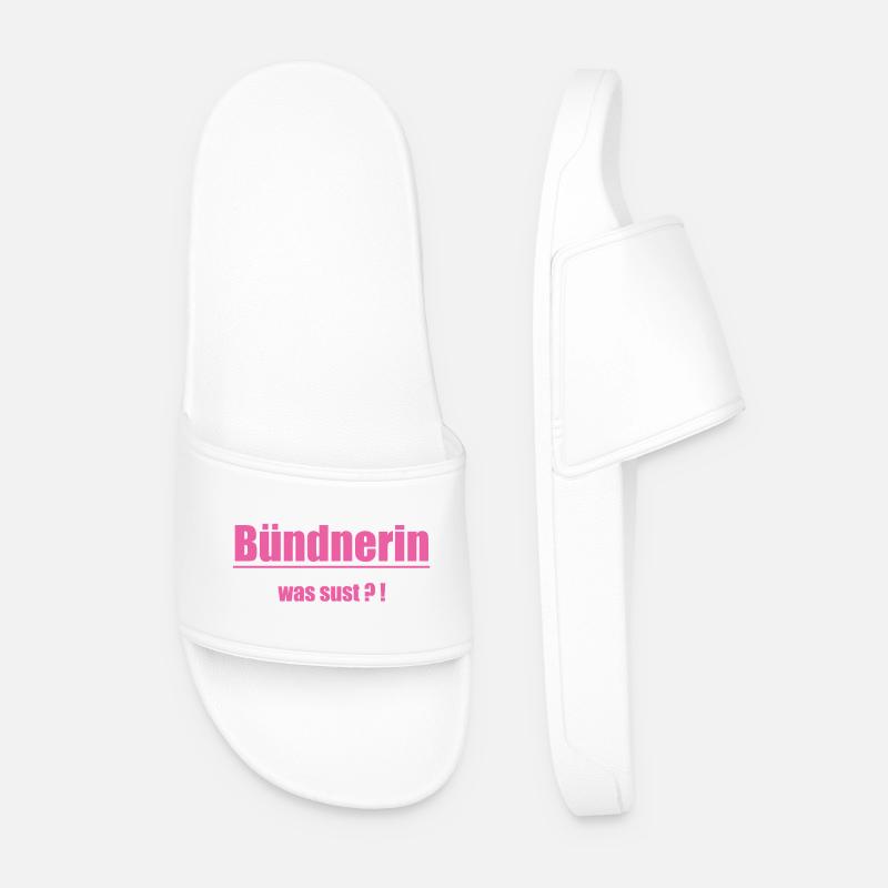 Bündnerin Was Sus?! Pink Text - Männer Badelatschen - Weiß