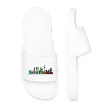 Leeds City Skyline Town Hall Modern Line Art - Men’s Pool Sliders - white - Front