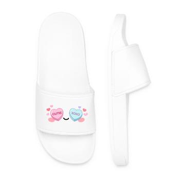 Candy Eyes Kawaii – Süße Valentinsaugen - Männer Badelatschen - Weiß - Vorne