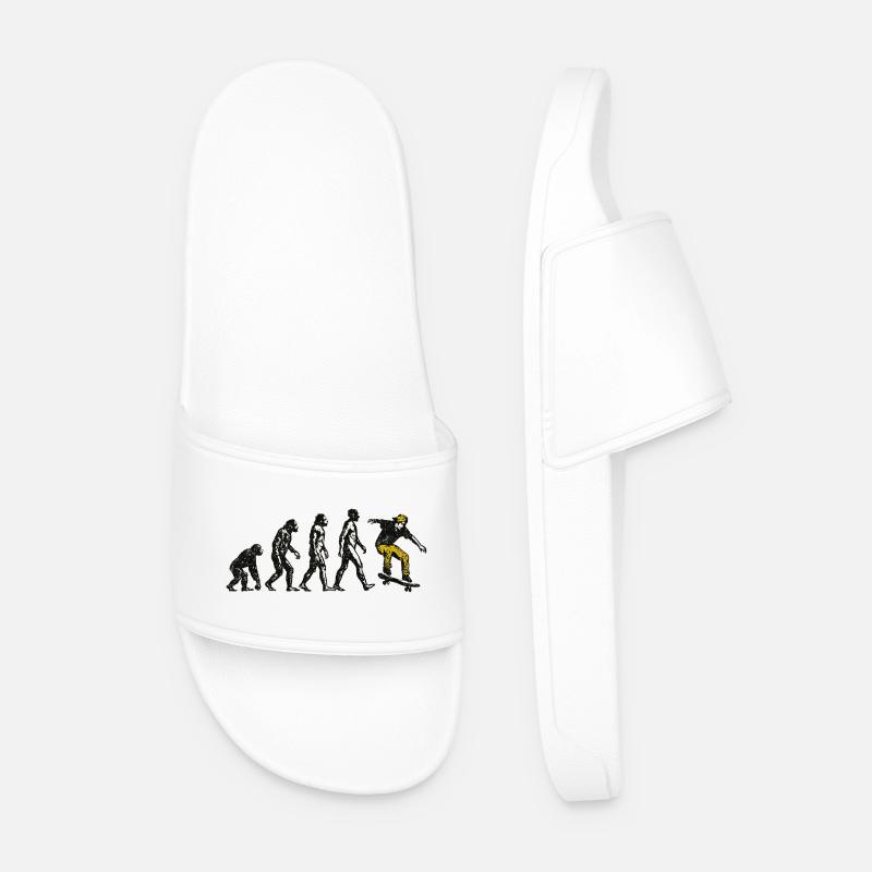 Evolution Skateboarder – Grunge Skate Design - Men’s Pool Sliders - white