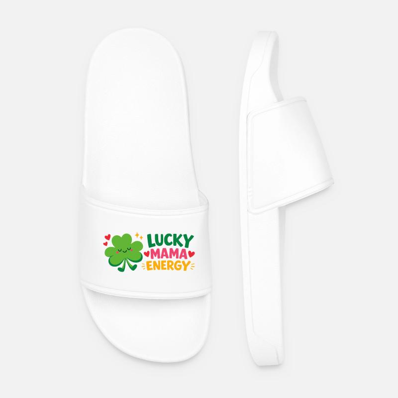 Lucky Mama Energie - Männer Badelatschen - Weiß