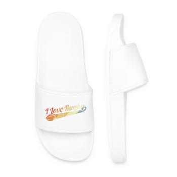 I love rugby - Men’s Pool Sliders - white - Front