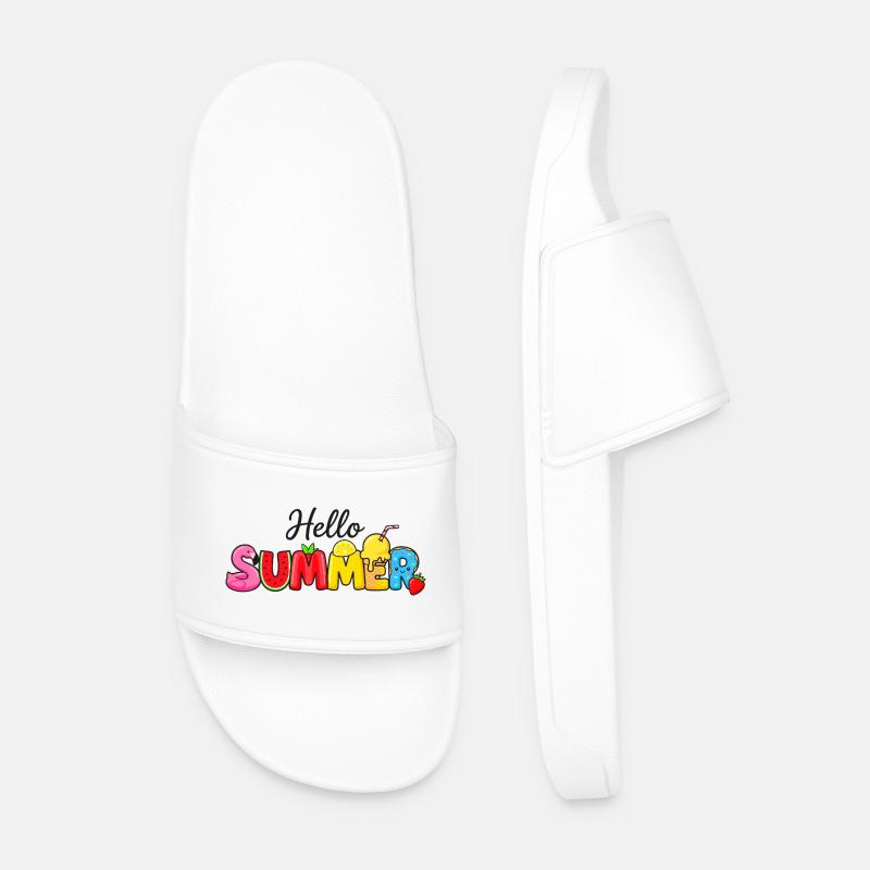 Hello Summer Fruit Letters - Men’s Pool Sliders - white