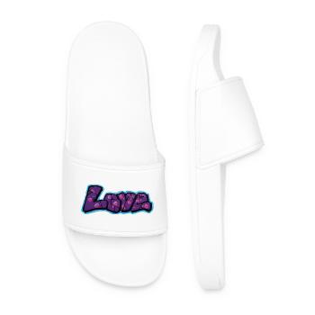 Love Graffiti Bubble Style - Men’s Pool Sliders - white - Front