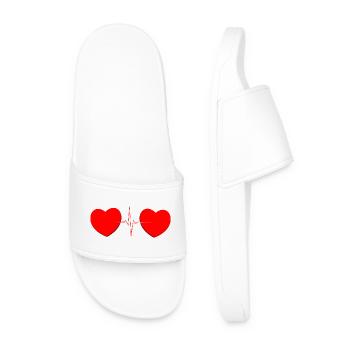 Two Hearts Heartbeat Lifeline – Romantisches rotes Tee - Männer Badelatschen - Weiß - Vorne