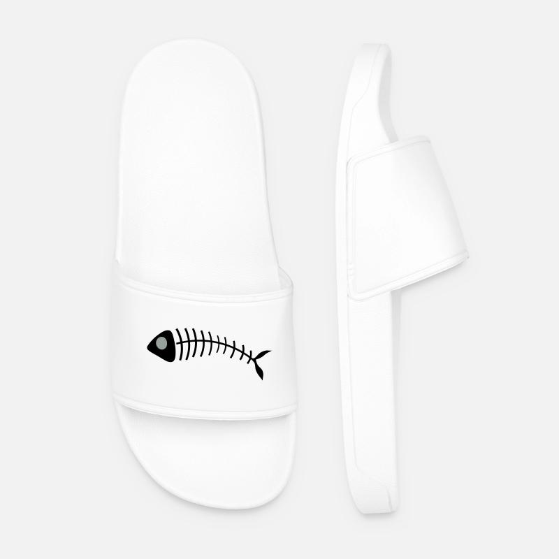 Stilisierte Fischgräten Illustration - Männer Badelatschen - Weiß