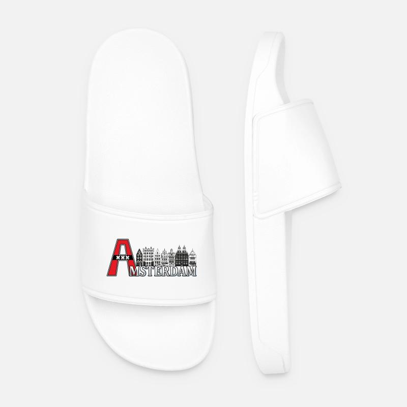Amsterdam with a large A - Men’s Pool Sliders - white