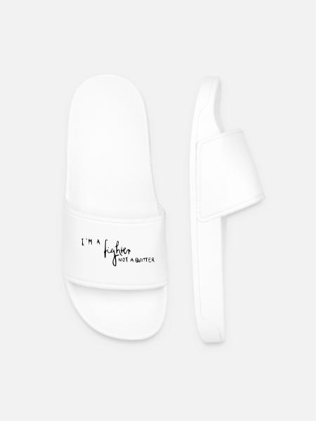I'm a fighter not a quitter - Men’s Pool Sliders - white