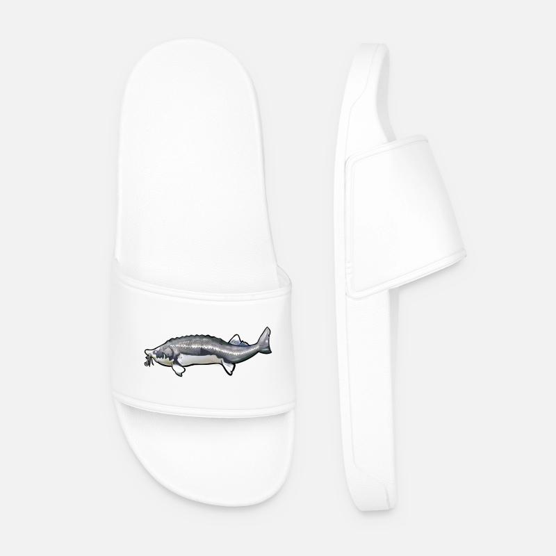 Grubbed Kelfish Tail Pattern - Men’s Pool Sliders - white