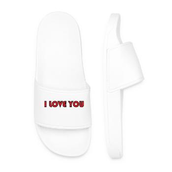 I LOVE YOU. LOVE. COUPLE. JUST MARRIED. bachelorette party. LOVE - Men’s Pool Sliders - white - Front