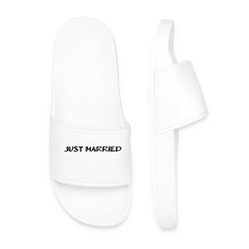 JUST MARRIED. bachelorette party. SAINT VALENTINE. COUPLE - Men’s Pool Sliders - white - Front