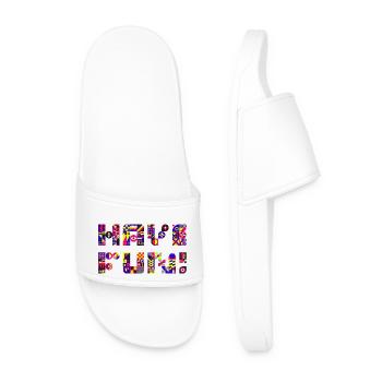 Have Fun (Text, Geometrisches Muster, Bunt) - Männer Badelatschen - Weiß - Vorne