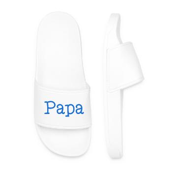 PAPA. VATERTAG. FROHER VATERTAG. ALLES GUTE ZUM GEBURTSTAG. - Männer Badelatschen - Weiß - Vorne