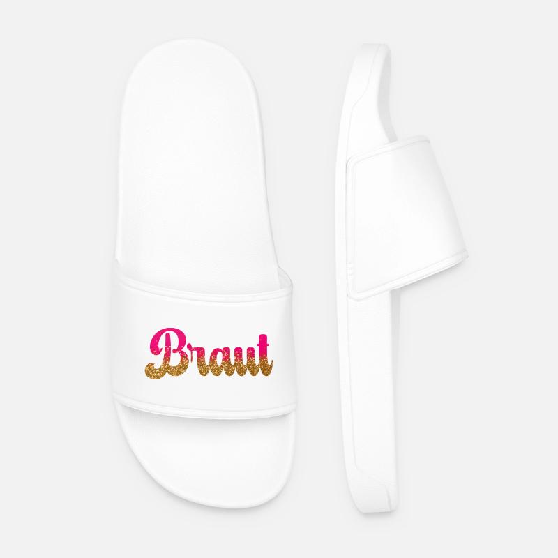Team Braut! Pink, Gold Glitzer - Männer Badelatschen - Weiß