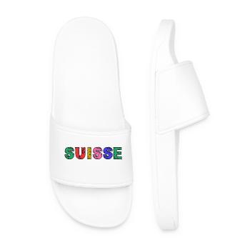 SUISSE. PAYS. GENEVE. HUMOUR. DRAPEAU. GENEVE - Claquettes Homme - blanc - Devant