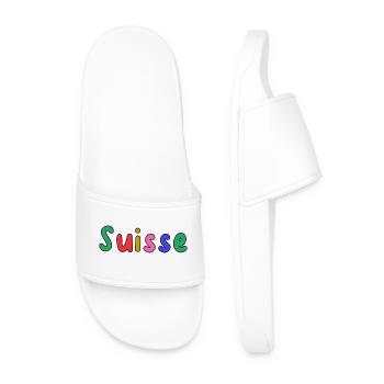 SUISSE. PAYS. GENEVE. HUMOUR. DRAPEAU - Claquettes Homme - blanc - Devant