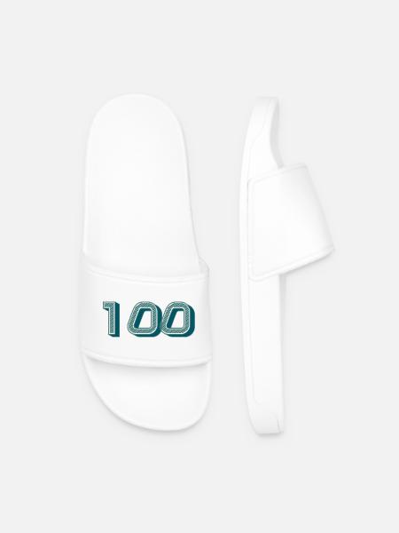 100. 100 ÅR. 100 års jubilæum. FØDSELSDAG 100 - Badesandaler til mænd - hvid