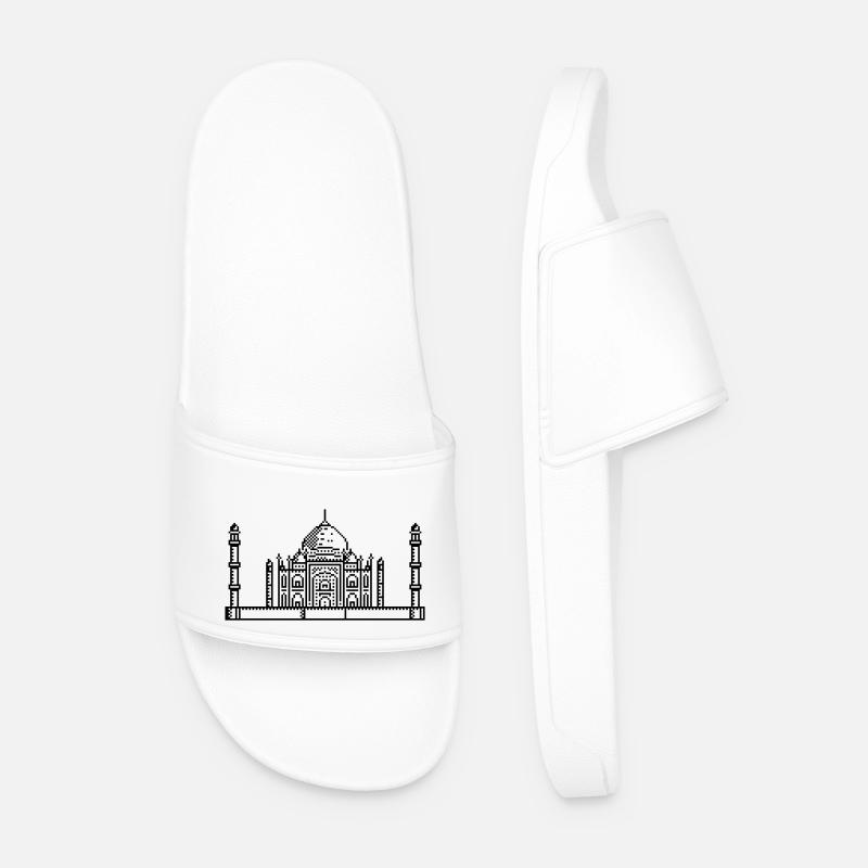 1Bit Pixel Taj Mahal - Men’s Pool Sliders - white