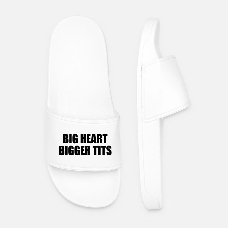 big heart bigger tits - Men’s Pool Sliders - white