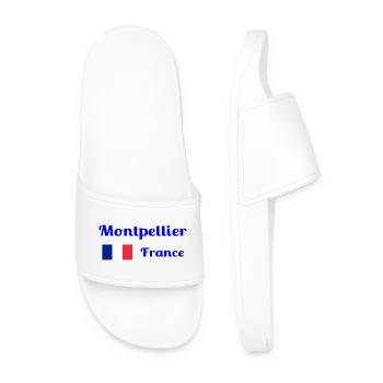 Montpellier, France- Stylish prints - Men’s Pool Sliders - white - Front