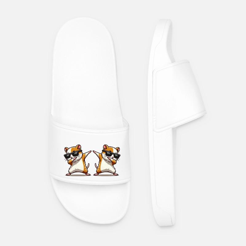 Hamster Dabbing 2 - Men’s Pool Sliders - white