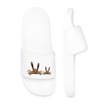 2 lapins famille enfant père deux bambin mère - Claquettes Homme - blanc - Devant