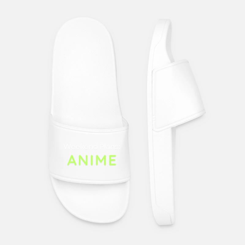 Anime Weekend Plans Graphic Design - Men’s Pool Sliders - white