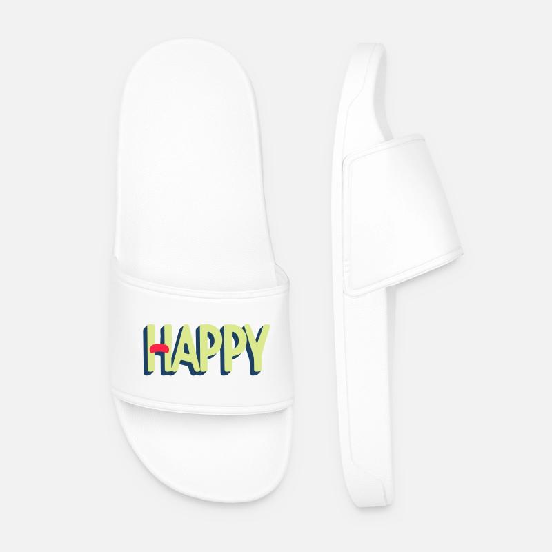 Happy Text Design - Männer Badelatschen - Weiß