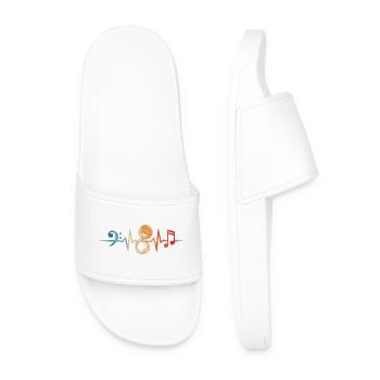 Sousaphone Heartbeat Brass Music Musician Tuba - Men’s Pool Sliders - white - Front