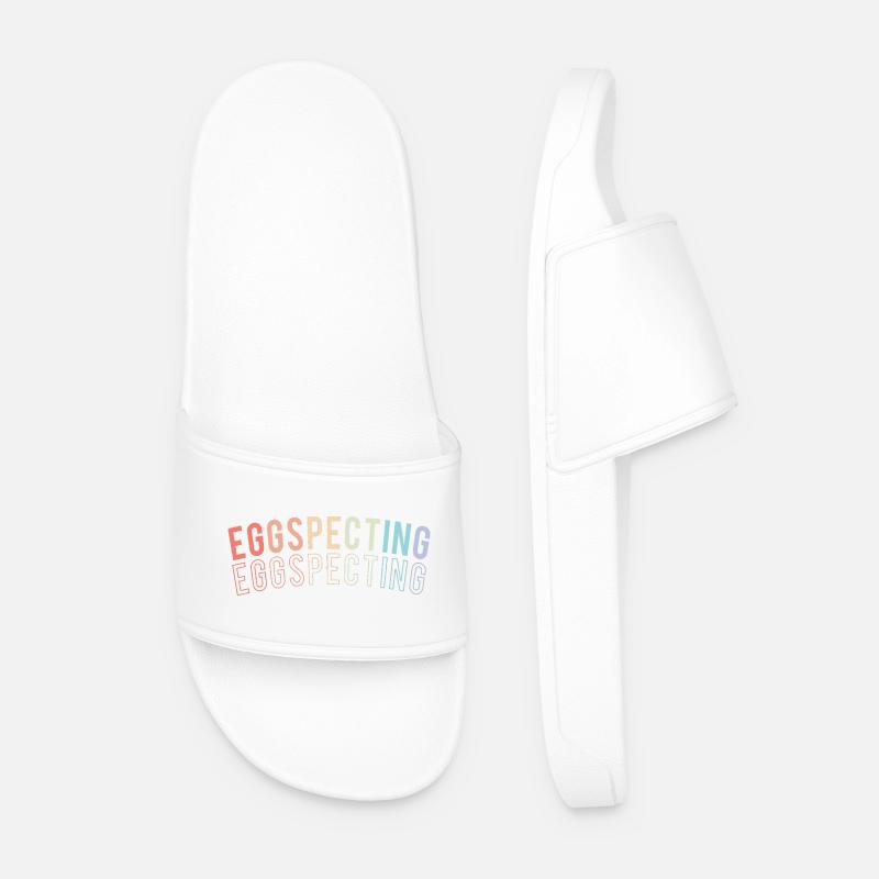 Expectant Mom Easter Gender Reveal - Men’s Pool Sliders - white