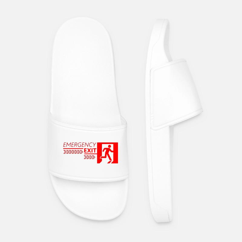 Emergency EXIT Red Flag - Men’s Pool Sliders - white