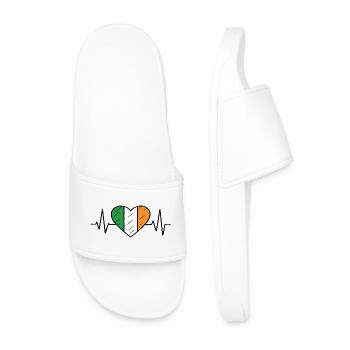 Ireland Flag Heartbeat Line Irish Pride Design - Men’s Pool Sliders - white - Front