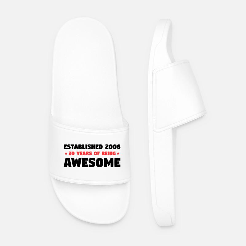 Established 2006 20 Years Awesome Birthday - Men’s Pool Sliders - white