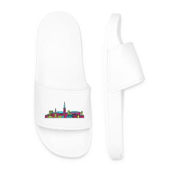Linkoping City Skyline Cathedral Modern Line Art - Men’s Pool Sliders - white - Front