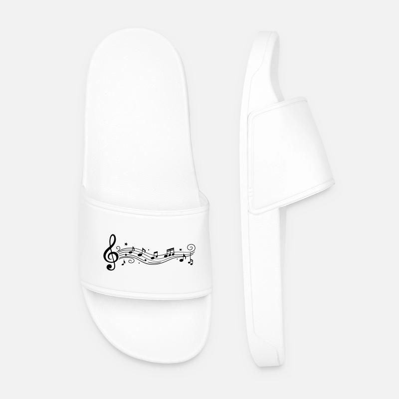 Musical Notes Melody Clefs - Men’s Pool Sliders - white