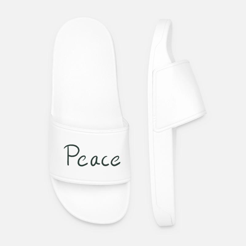 Peace Handlettering Grün - Männer Badelatschen - Weiß