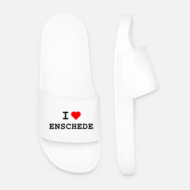 Ich liebe Enschede - I love Enschede - Männer Badelatschen - Weiß