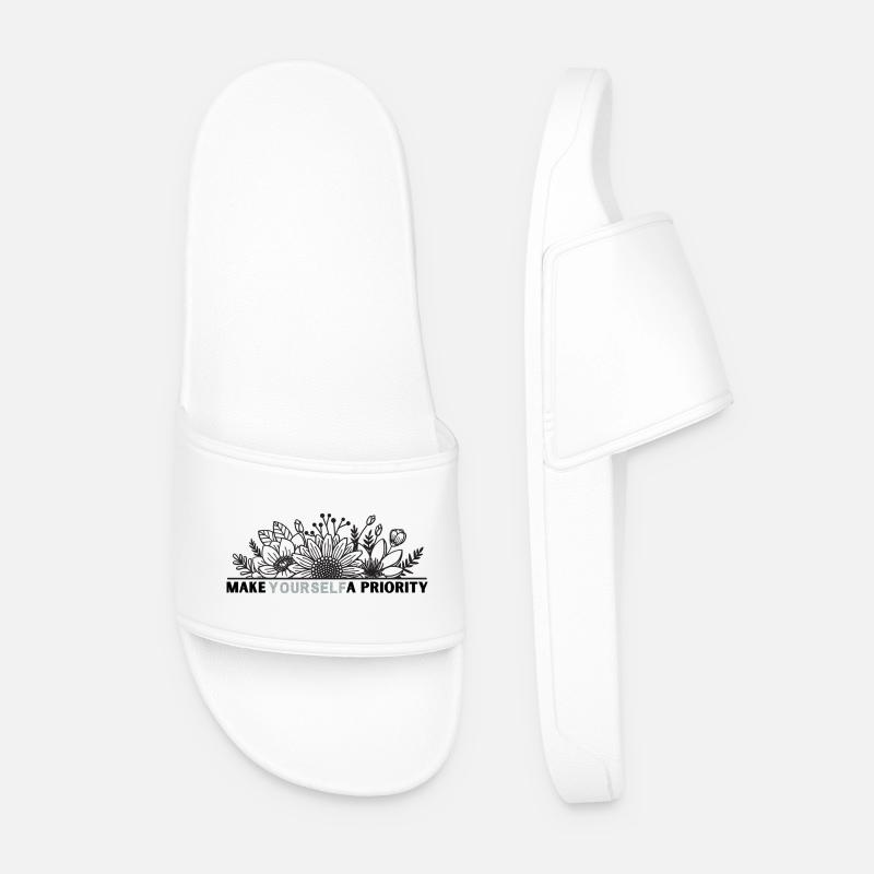 Yourself Flower Frame Design - Men’s Pool Sliders - white