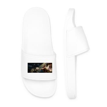 Opossum Beats God's Hand Funny Opossum Meme - Men’s Pool Sliders - white - Front